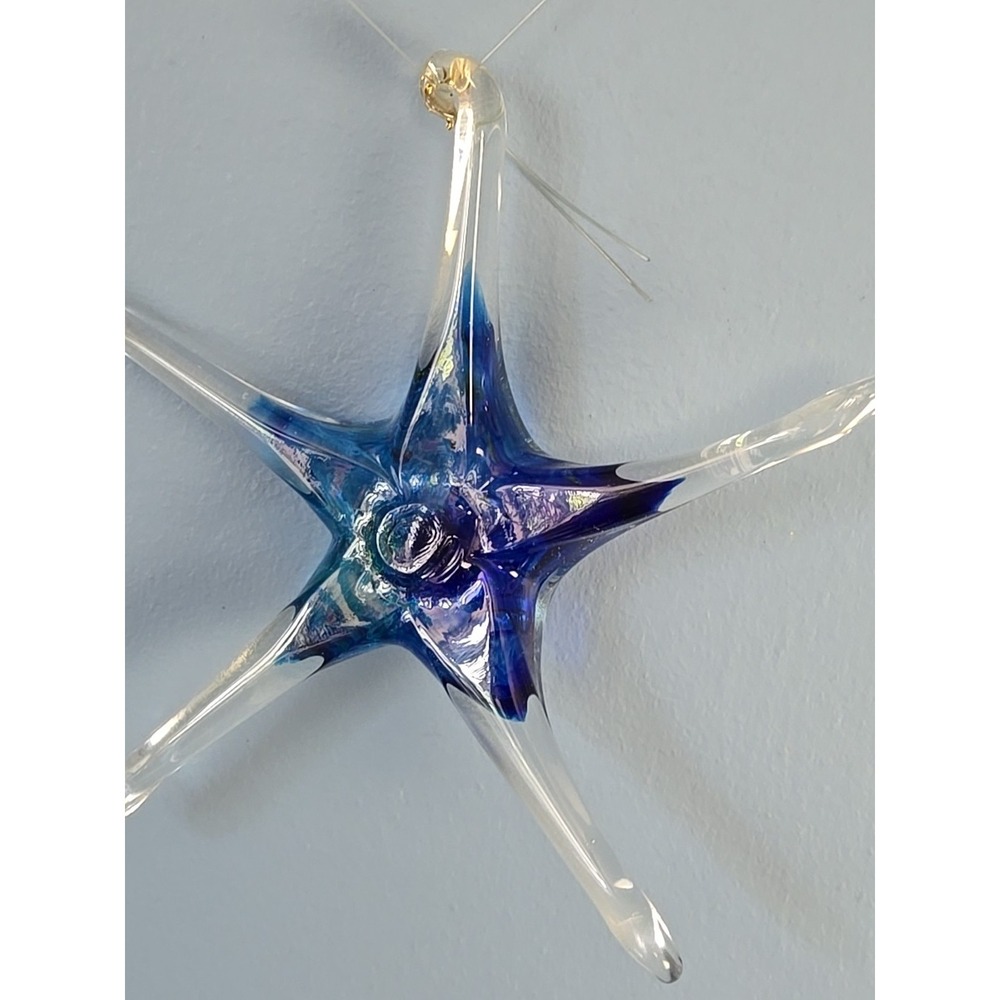 Luke Adams Original Blown Glass Star Fish Ornament Sun Catcher Dichroic Signed - Picture 3 of 8